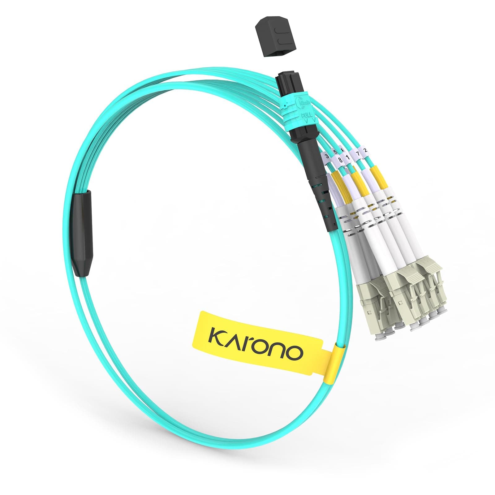 3.3ft MTP/MPO to 8 x LC (4 Duplex) Breakout OM3 Multimode Fiber Optic Cable, 40GbE QSFP 40GBase-SR4, Type-B, LSZH, 50/125µm LOMMF, Low Insertion Loss, MPO to LC Fiber Patch Cord