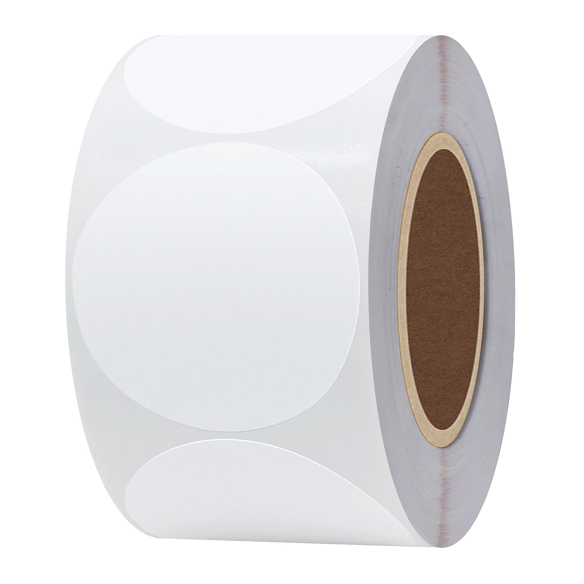 Hybsk 750pcs 2 inch Circle Color Direct Thermal Stickers Round Custom Thermal Labels for Barcodes,Name Tag,DIY Logo Design,QR Code,Inventory– Compatible with Zebra,Rollo and More (2 inch,White)