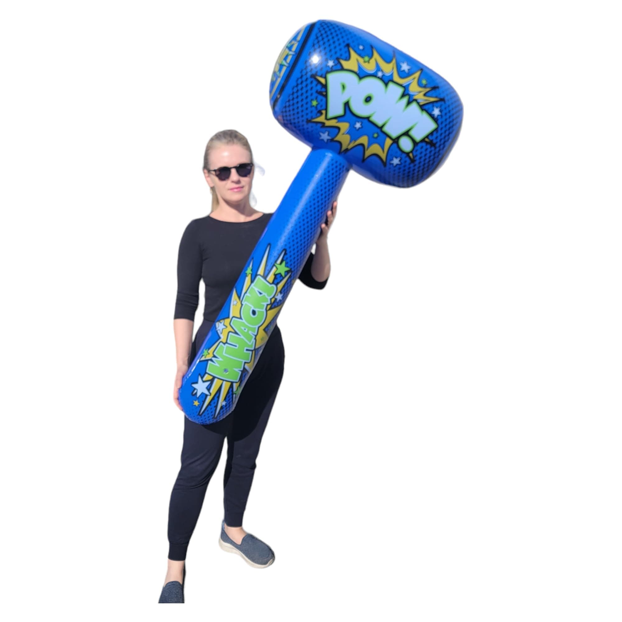 Huge 52" POW Jumbo Mallet (52" x 24" x 14") Vinyl Inflatable Hammer Bopper for Play Fights Action (1 Pack - Blue)