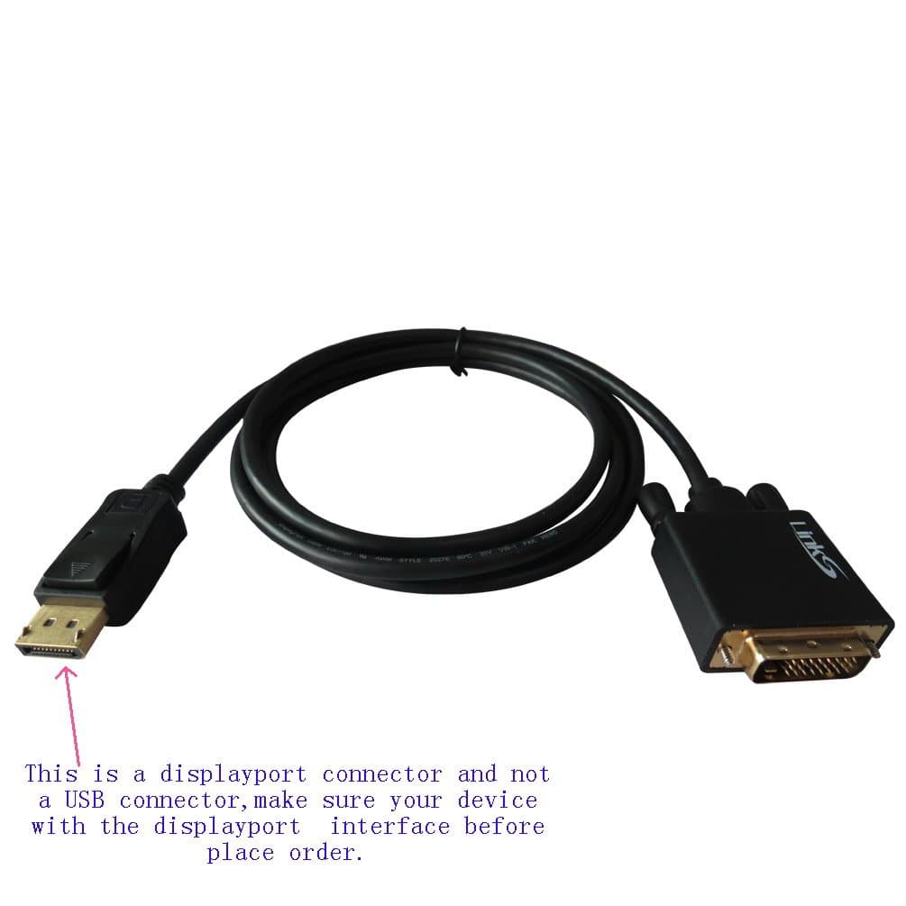 LinkS Gold Plated DisplayPort to DVI Cable 6 Feet in black