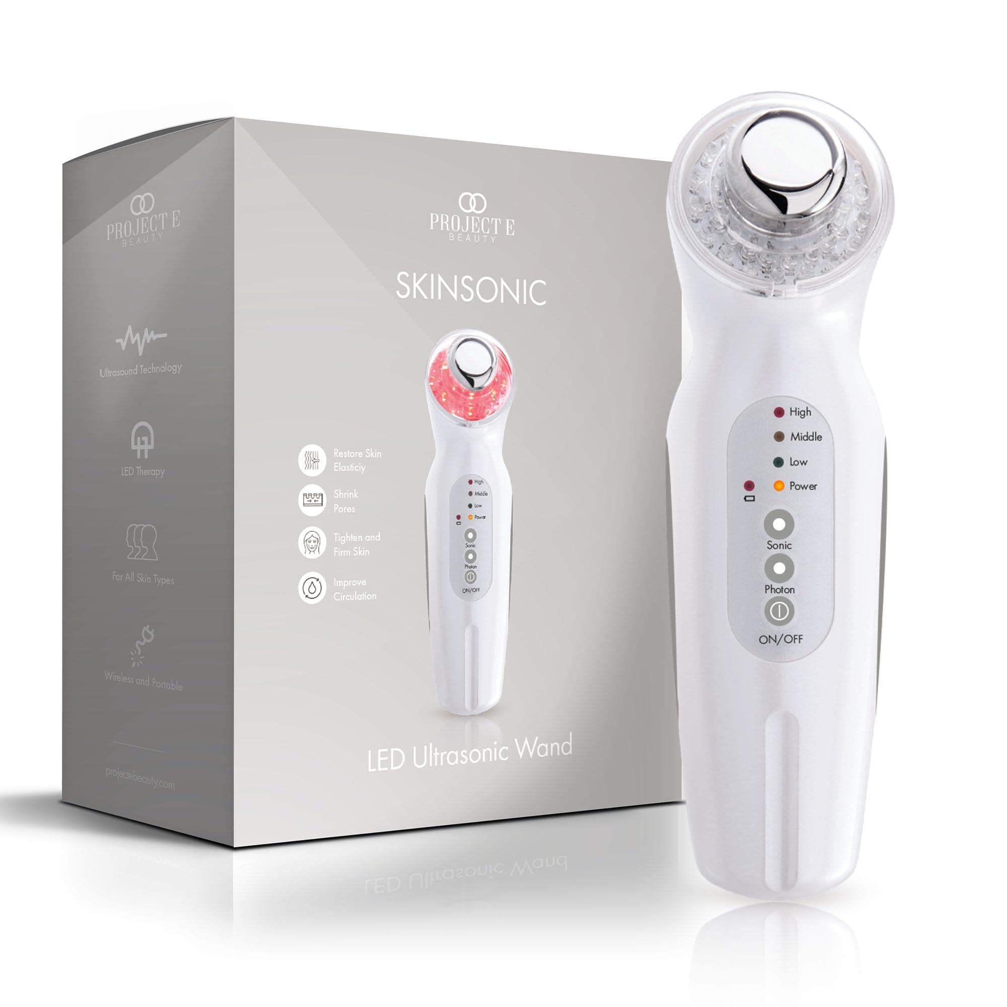 LED Facial Wand | Red, Blue & Green LED Light Therapy | Vibration Therapy | Collagen Boost | Anti-Aging | Firming | Reduced Wrinkles | Anti-Blemish