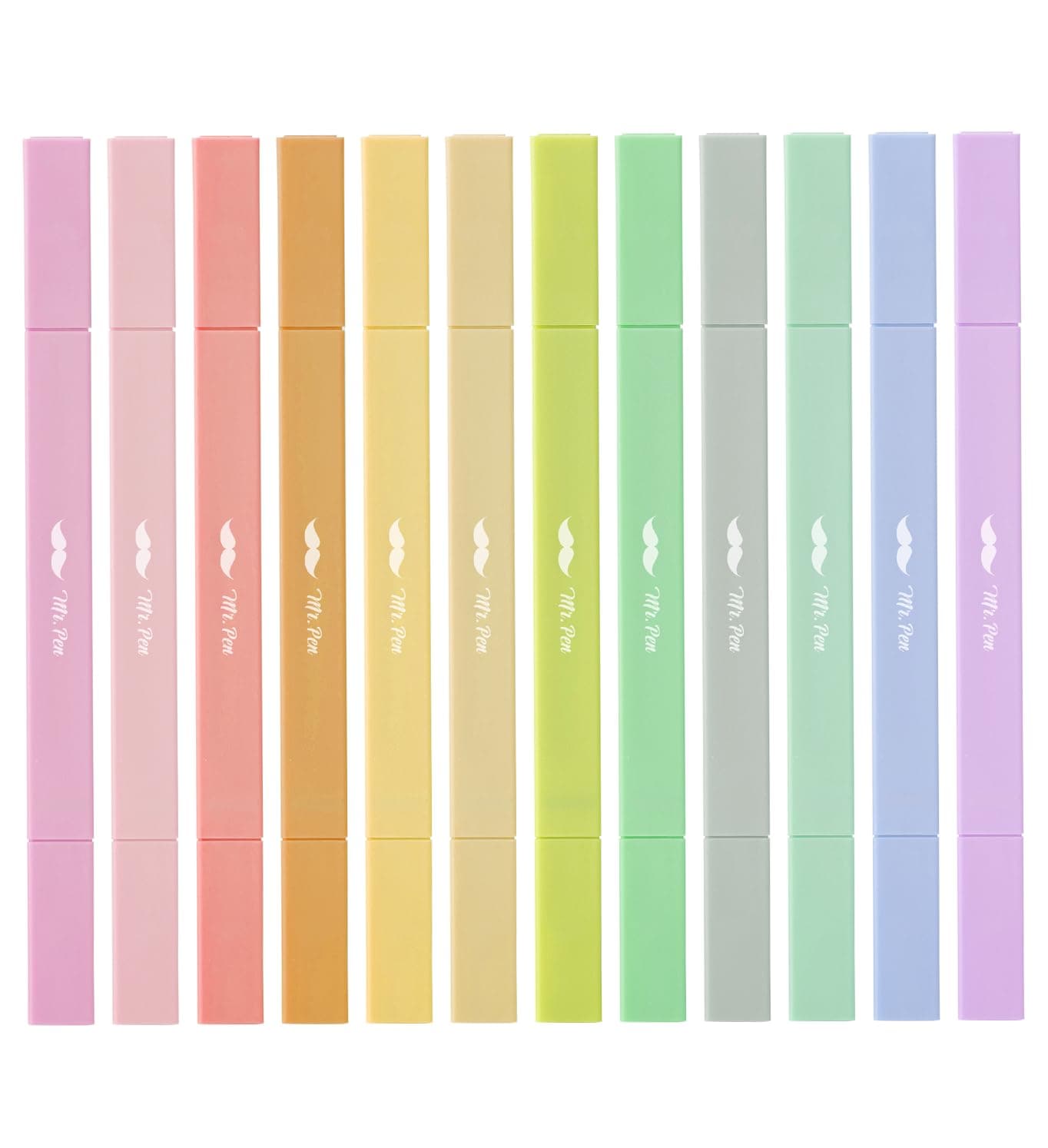 Dual Tip Aesthetic Highlighters, 12Pack, Chisel & Fine Tips, Pastel Colors, Cute Assorted Colors, Cute High lighters for School, Highlighter Set