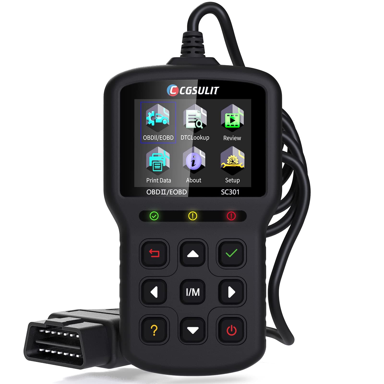 CGSULIT Obd2 Code Reader, SC301 OBDII Diagnostic Scan Tool for Vehicles Check Engine Light, Emission Analyzer, O2 Sensor Test, Smog Check, Car Health Monitor and Repair Tool, Black, 6.3 x 2.9 x 1