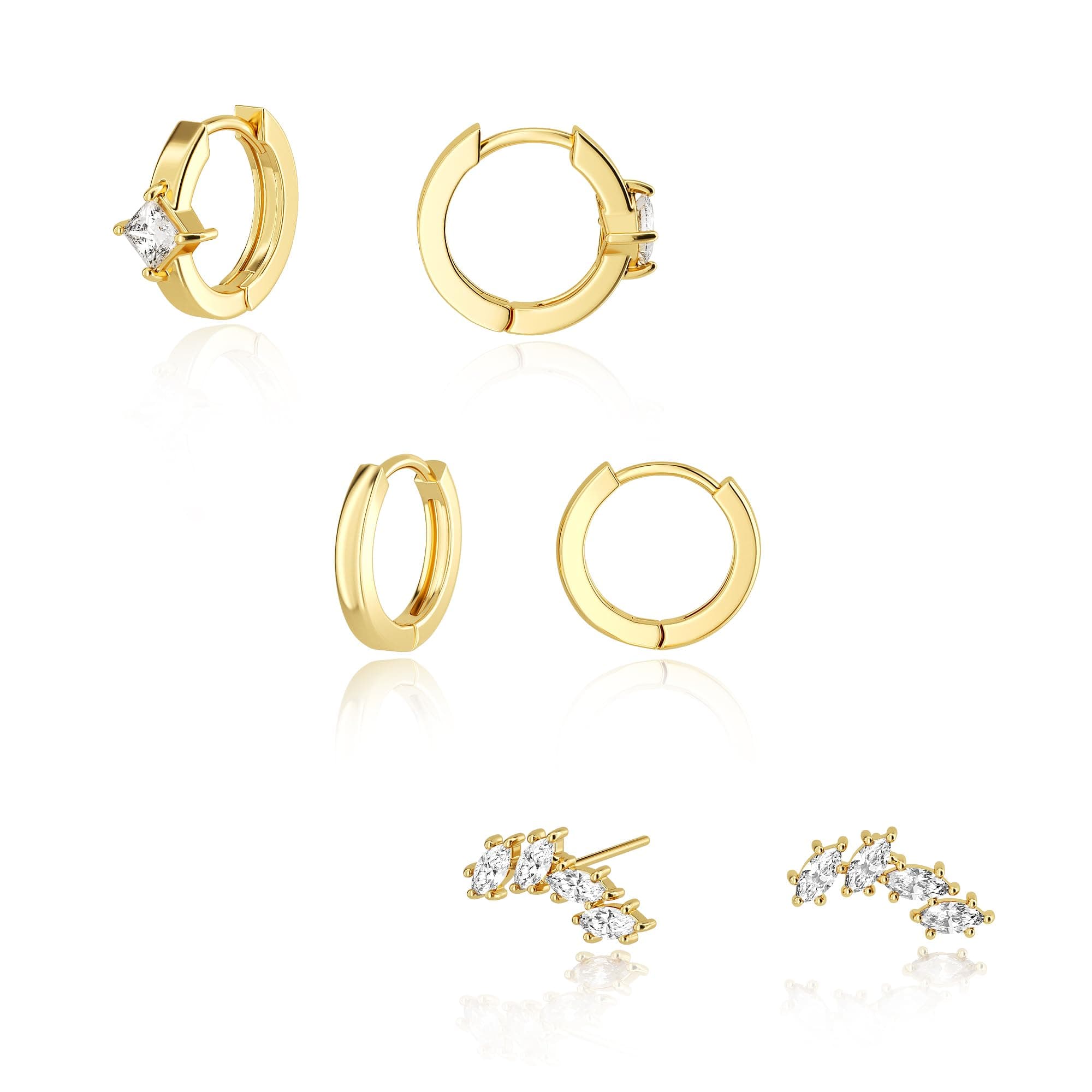 Freekiss 3 Pairs Gold Hoop Earrings Set: Dainty Stud Earrings Trendy Small 14K Gold Plated Hypoallergenic Dangle Cartilage Huggie Hoop Earrings for Women Gold Jewelry for Women Gifts