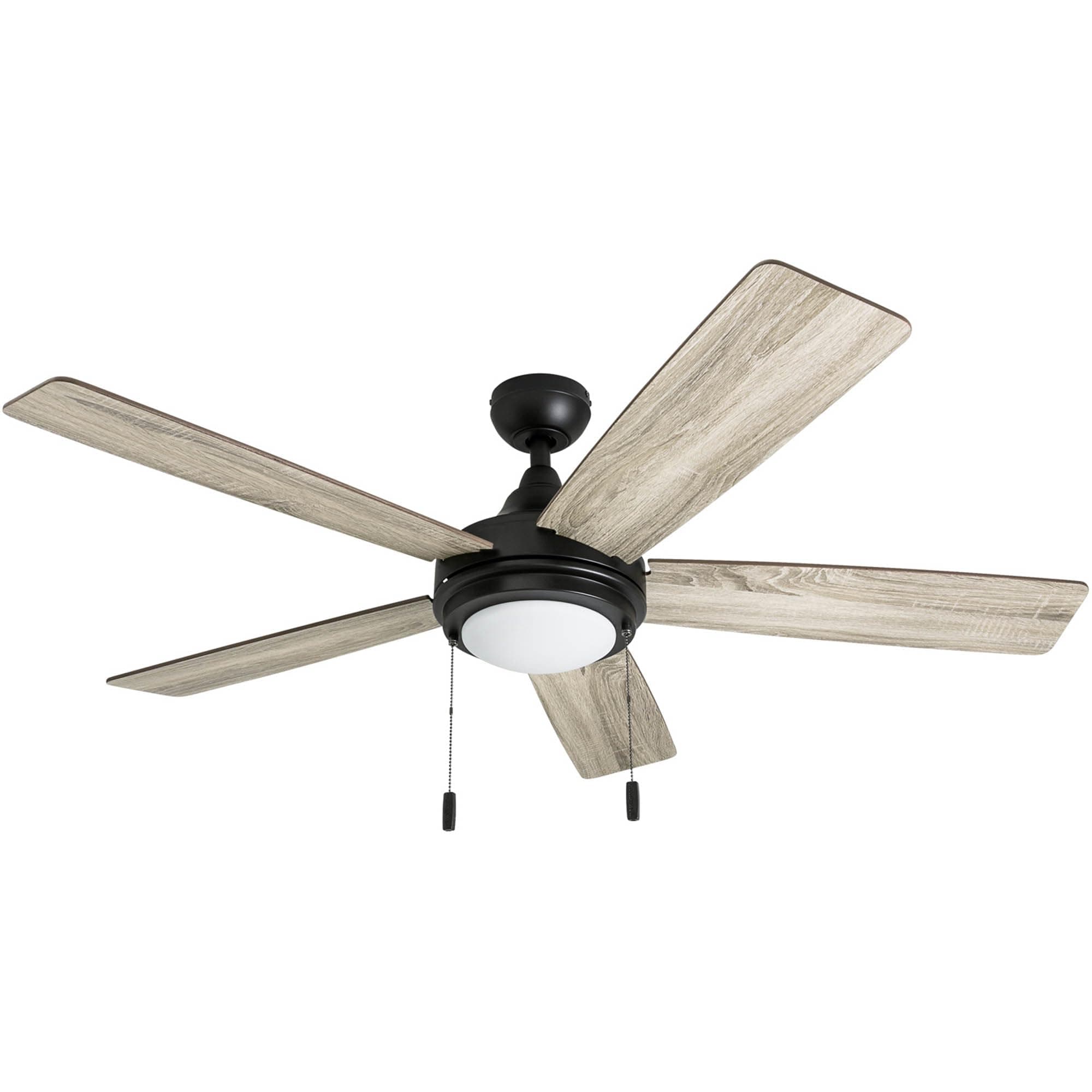 Ceiling Fans Ventnor, 52 Inch Modern Farmhouse Indoor LED Ceiling Fan with Light, Pull Chain, Three Mounting Options, Dual Finish Blades, Reversible Motor - 50607-01 (Bronze)