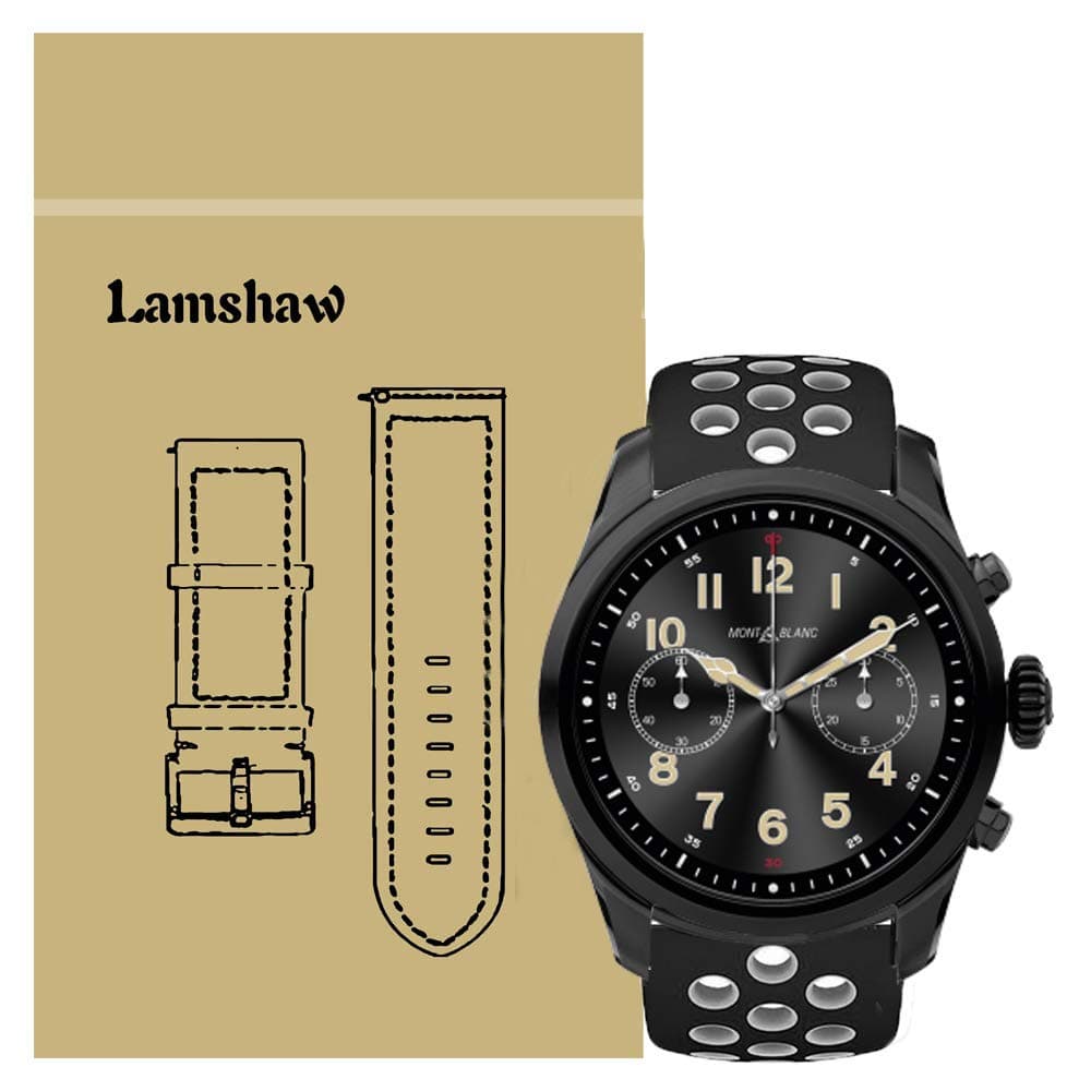 LvBu Quick Release Smartwatch Band for Montblanc Summit 2, Silicone Sport Band with Ventilation Holes Replacement Straps for Montblanc Summit 2 Smartwatch (Black & Gray)