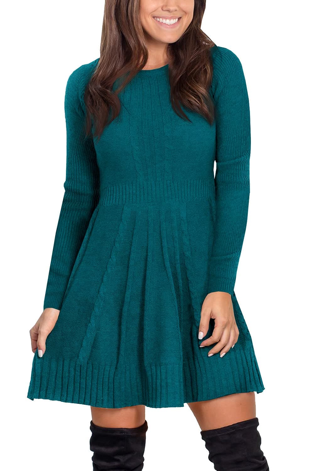 Maisolly Sweater Dress Pullover Tunic Long Sleeve Flare Dress