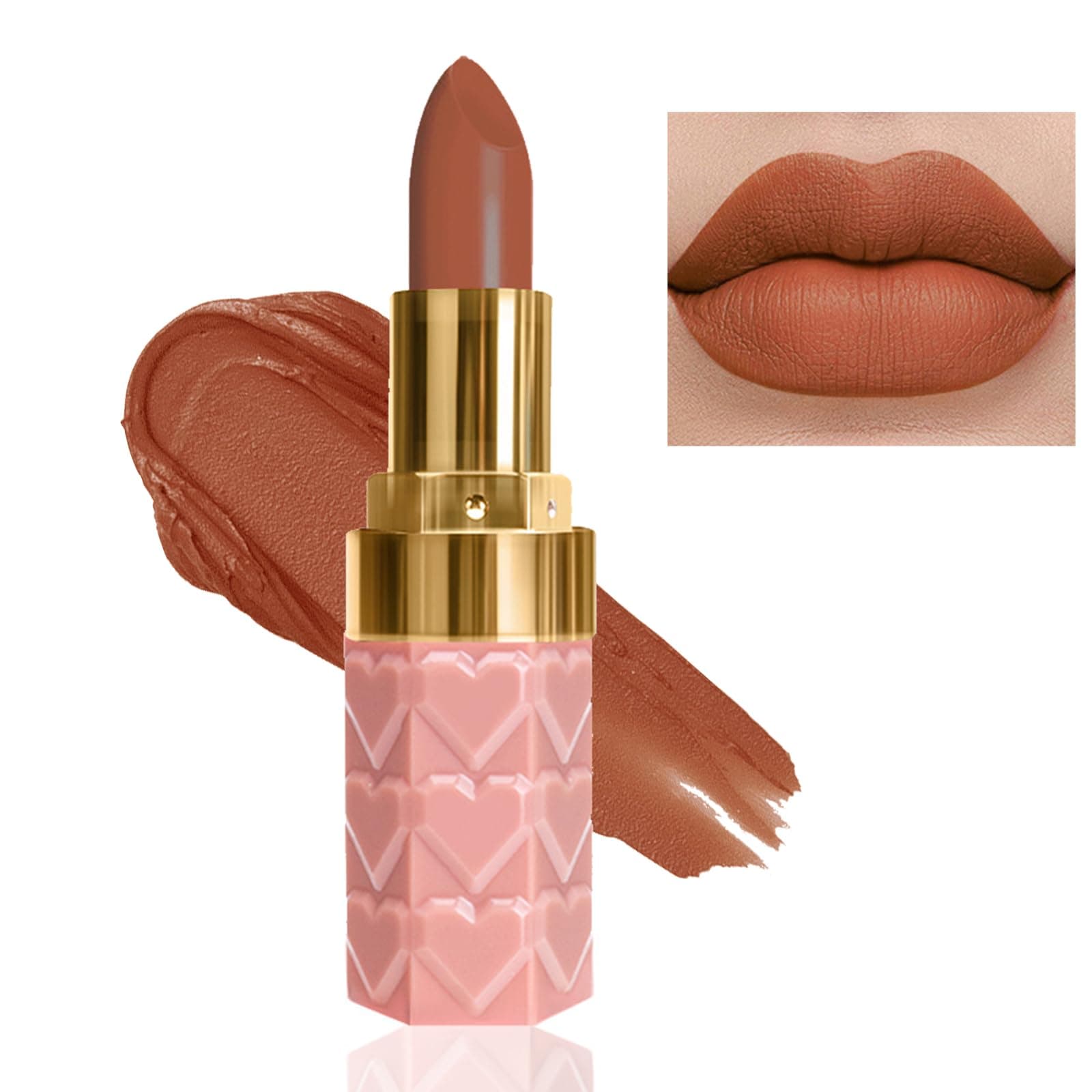 MEITREND Nude Lipstick, Matte Velvet Lipsticks Waterproof Lip Stick, Long Lasting Smooth Cream Texture Pink Lipstick Rich Colour No Easy Fade Lightweight Lipsticks For Women (N03)