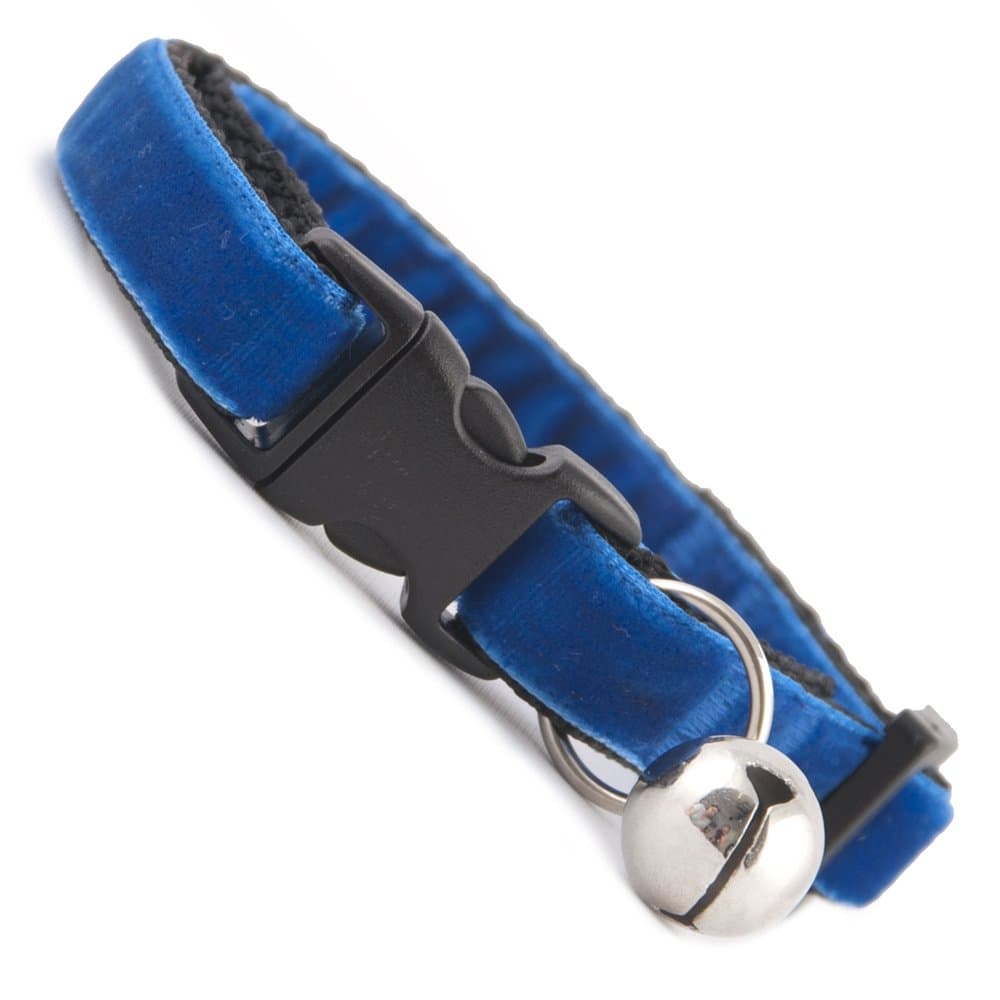 Cool Cat CollarsBlueberry Blue Velvet Beautiful hand made cat safety collars with bell available in a range colours made in the UK from velvet ribon and strong webbing, purrfect for your kitty