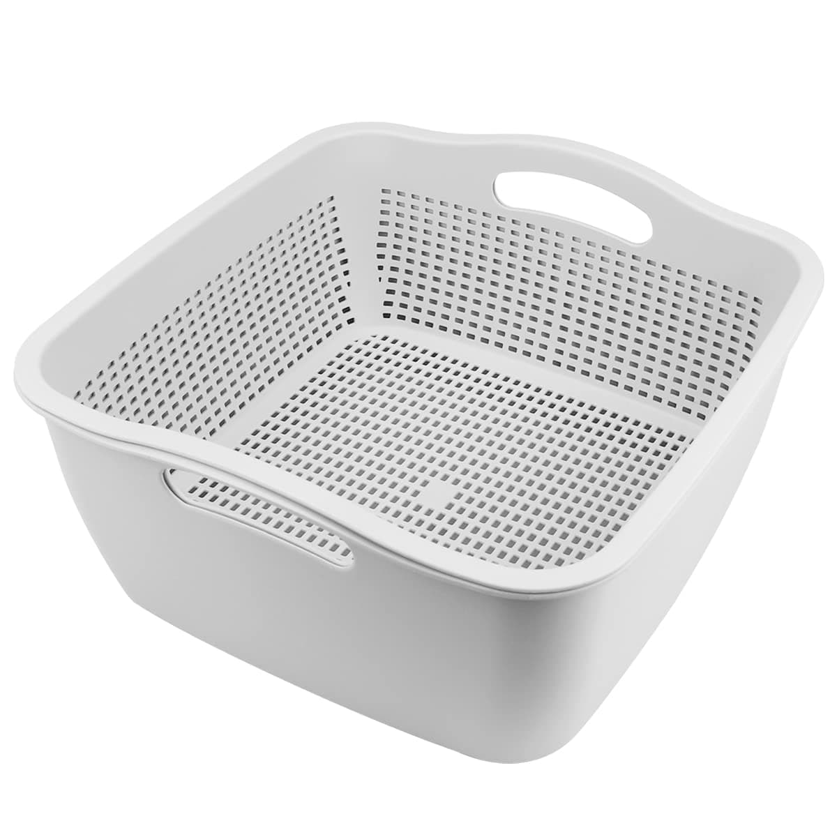 Double-layer Draining Basket Plastic Fruits Vegetable Washing Basket Food Storage Basket Multi-layer Stackable Vegetable Sinks Wash Drain Basket for Kitchen （Grey）