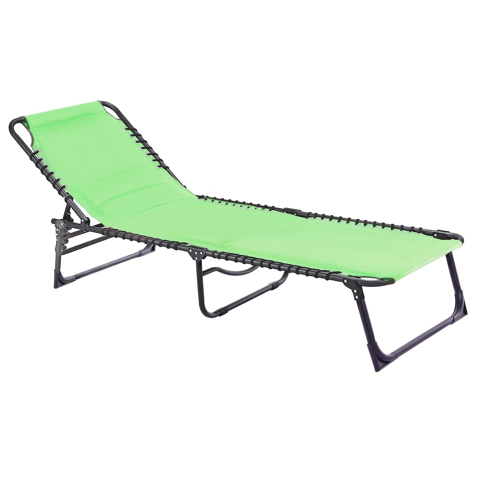 Azuma Sun Lounger Lime Green Padded Garden Seat Folding Relaxer Chair Summer Patio Bed With Adjustable Reclining Back Rest Folds Flat Furniture Indoor Outdoor Holiday Sunshine Pool Side