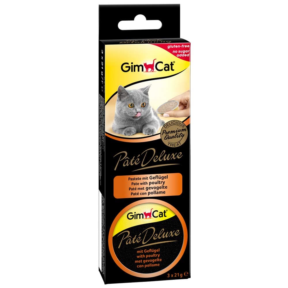 GimCat Pâté Deluxe - Delicate pâté as an exquisite snack for cats - No added sugar, contains meat - 1 package (3 x 21 g)