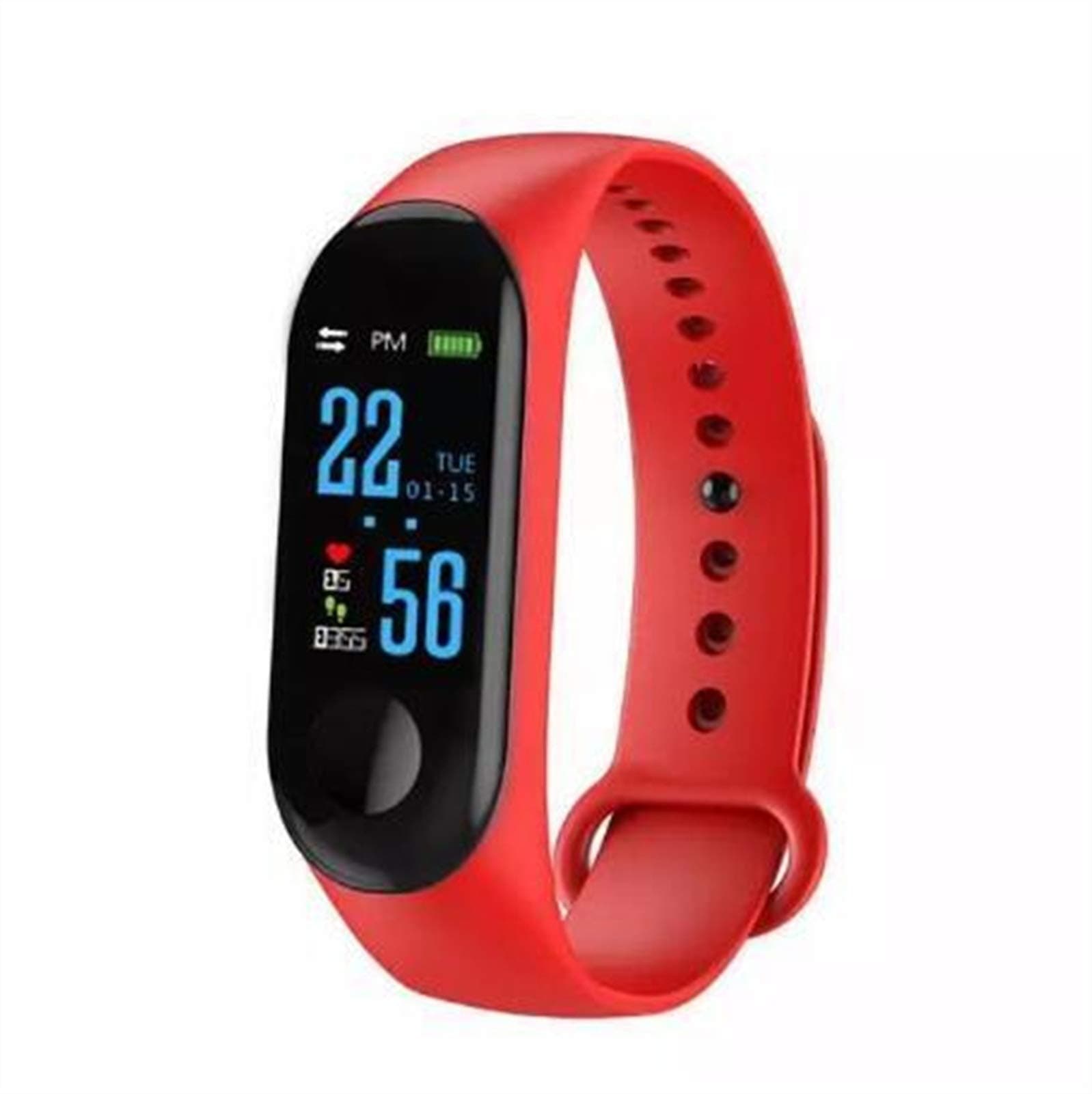 LYB New M3 Smart Bracelect Watches for Young Man Women Sport IP67 Fitness Bracelet Blood Pressure Heart Rate Monitor (Color : Red)