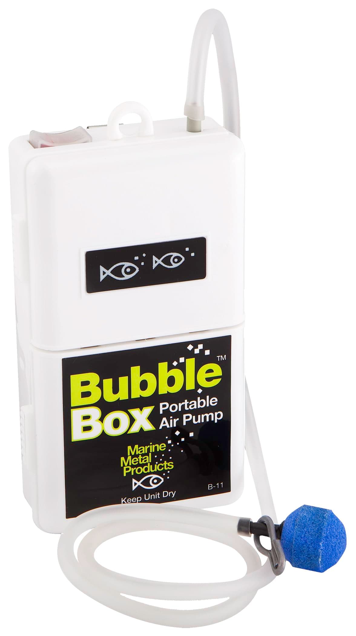 Marine Metal B-11 Bubble Box Live Bait Aerator, Water Resistant Air Pump, Portable & Battery Powered
