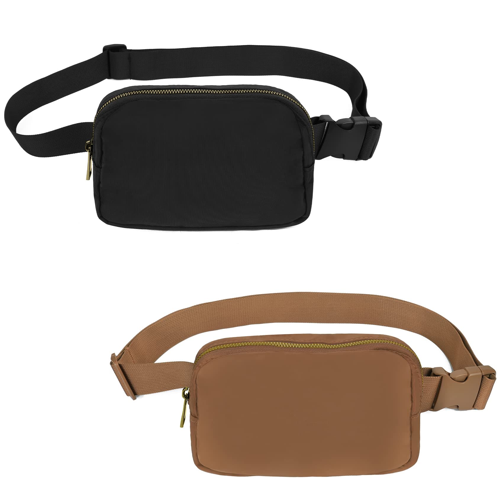 Waist Pack for Running Fanny Pack for Women and Men Gift Crossbody Belt Bag Bum Bag with Adjustable Strap for Sports for Men and Women Black+Brown