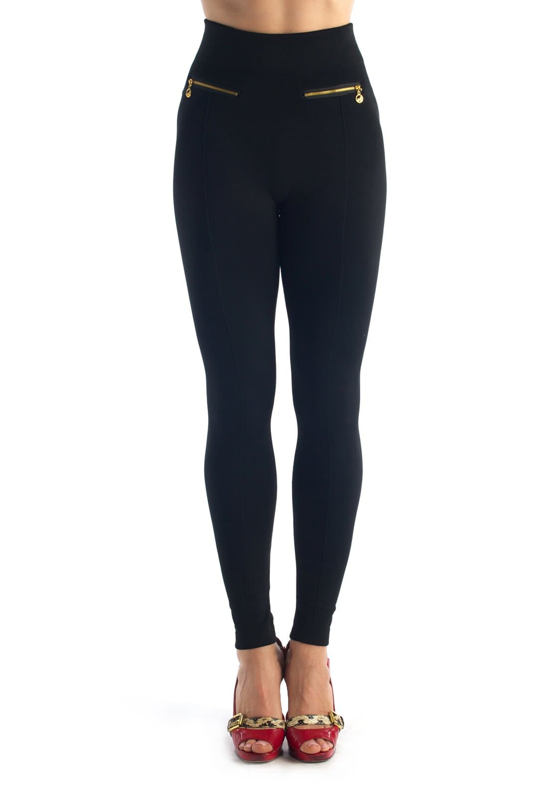 Silver Women's High Waist Thick Fleece Lined Leggings with Front Pocket Onesize Black