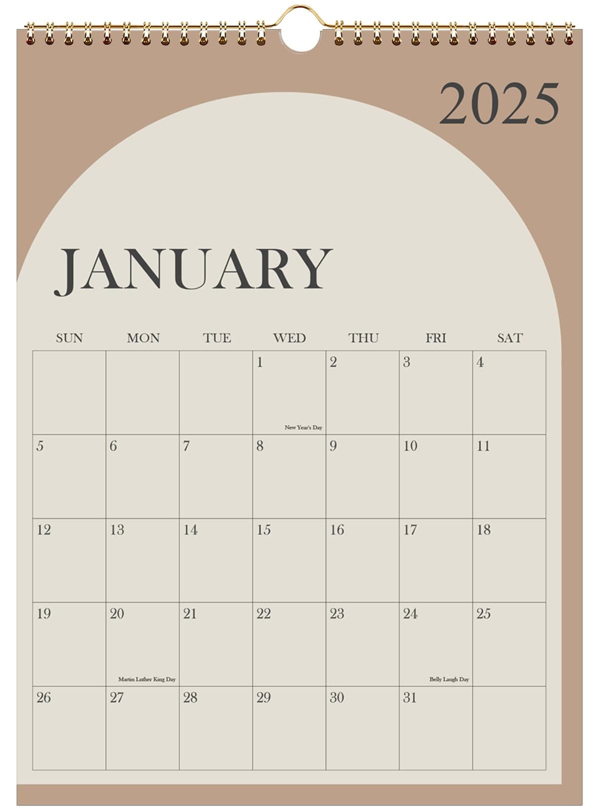 Calendar 2025-18 Months Wall Calendar from January 2025 to June 2026, 2025-2026 Wall Hanging Calendar Planner with Thick Paper, 12" x 14.5", Vertical Calendar, Beige