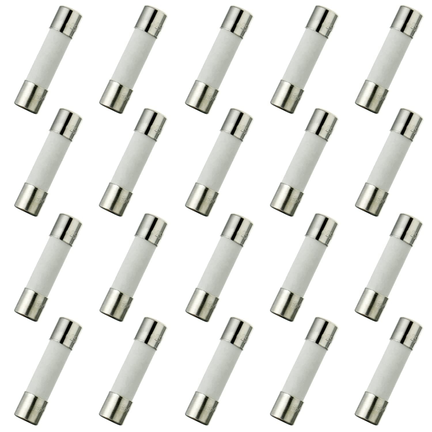 BOJACK F10AL250V 5x20 mm 10A 250V Fast-Blow Ceramic Fuses 10 amp 250 Volt 0.2x0.78 Inch Ceramic Tube Fuses (Pack of 20)