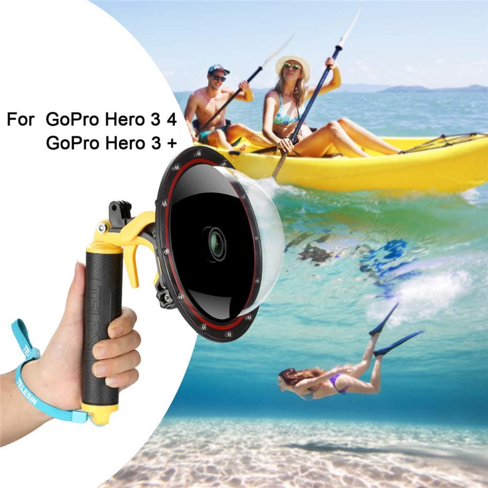 FEIMUOSI Dome Port For Hero 4 Hero 3 Hero 3+, Underwater Housing with Trigger Pistol and Floating Grip Photography Lens hood Waterproof Case for action camera Accessories