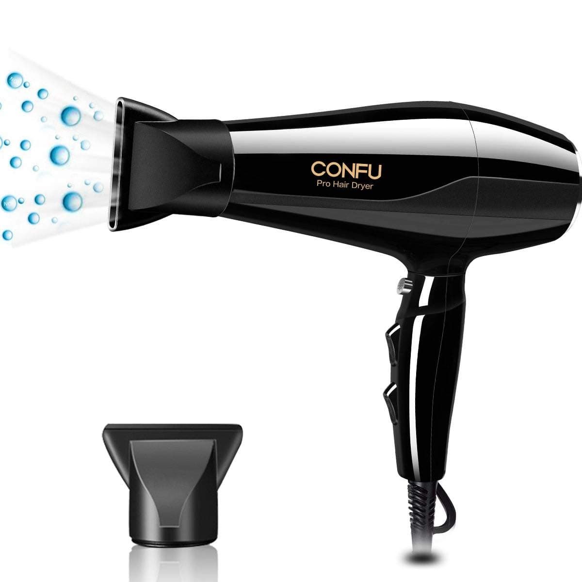 2300W Pro Hair Dryer with Nozzle, Ionic Powerful Salon Blow Dryer AC Motor,CONFU Fast Hairdryer with Heat Speed Cool Air, for Hairstylist Dresser Home