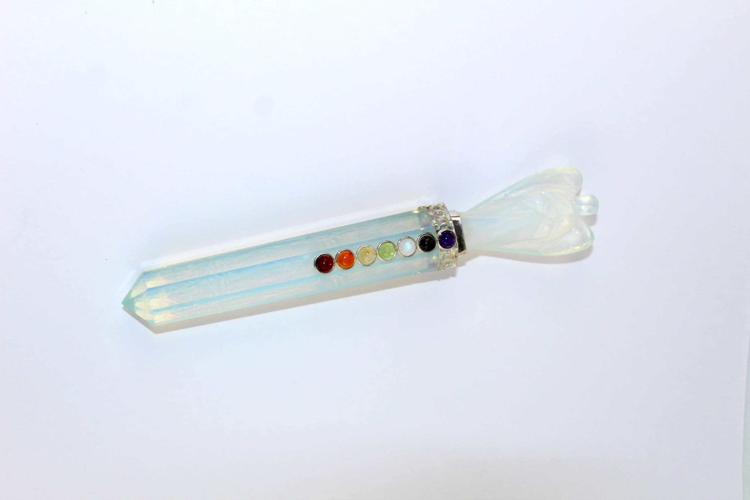 Jet International Opalite Angel Chakra Wand Stick Approx. 6.5 inch Energized Charged Cleansed | Polished Crystals Healing | Natural Stones | Feng Shui