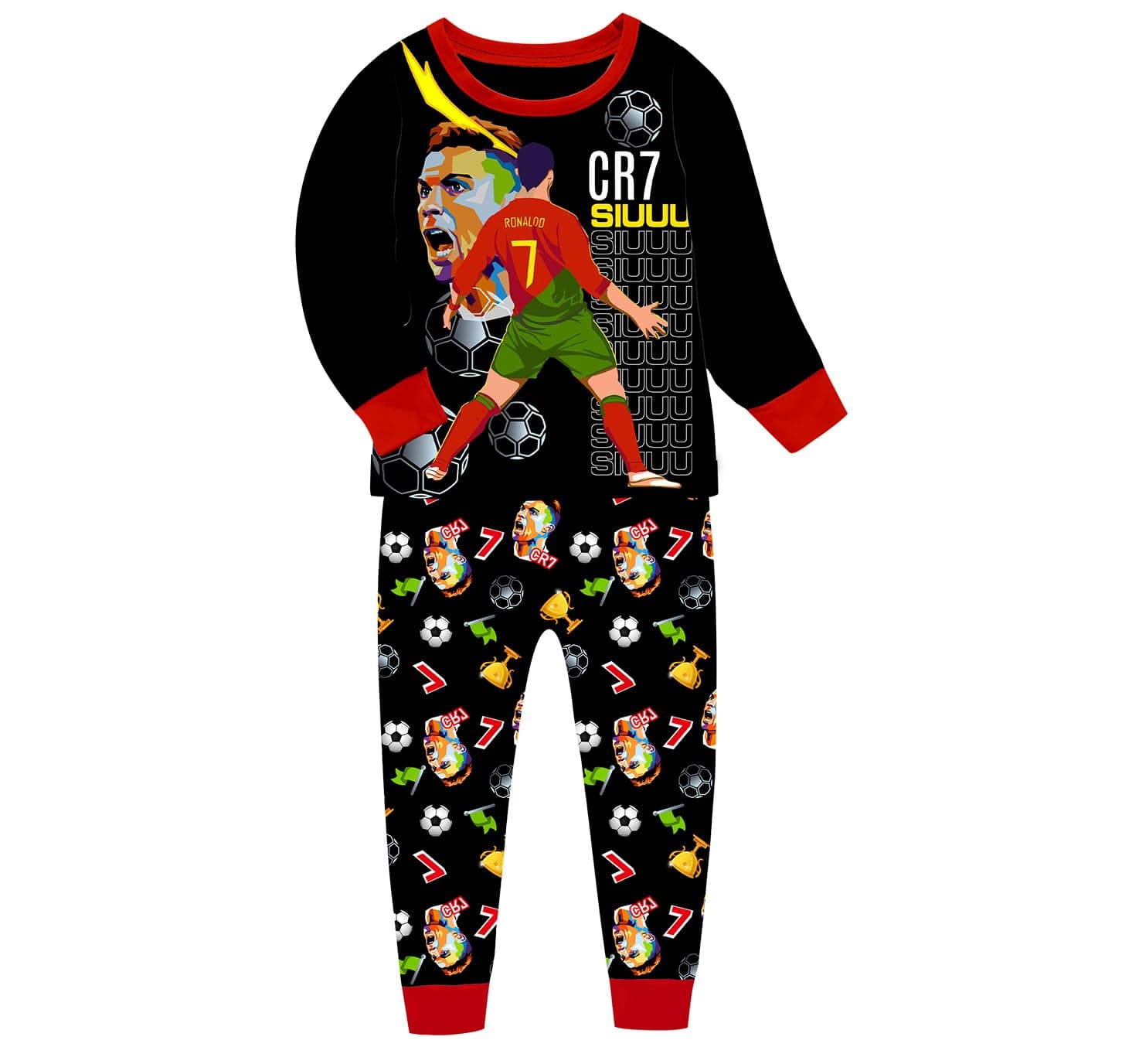 Boys Pajamas Ronaldo No.7 Fans Cotton Homewear Pyjama Set Long Sleeve Casual Pjs Set