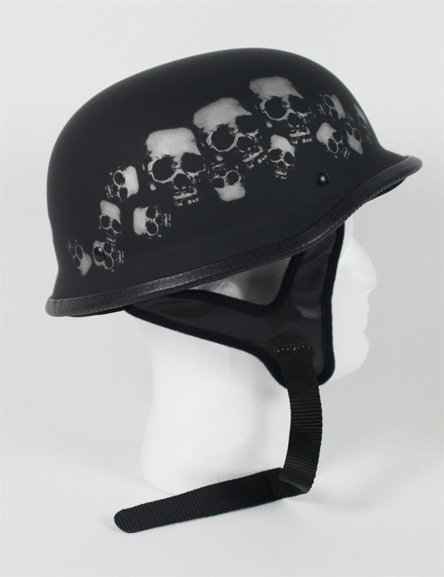 Rodia Dot German Skull Pile Shorty Motorcycle Half Helmet 103Sp