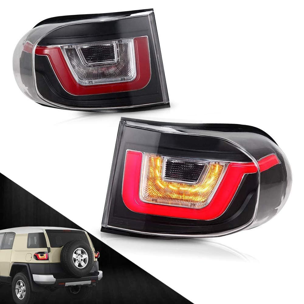 MICROPOWER LED Tail Lights for Toyota FJ Cruiser SUV 2007-2015 with Turn Signal and DRL, Driver and Passenger Sides