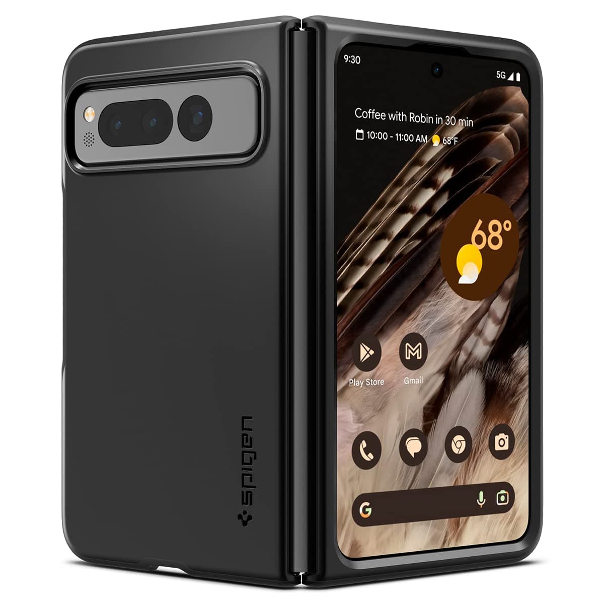 Thin Fit for Google Pixel Fold Case, Pixel Fold Back Cover (2023) - TPU+Poly Carbonate｜Black