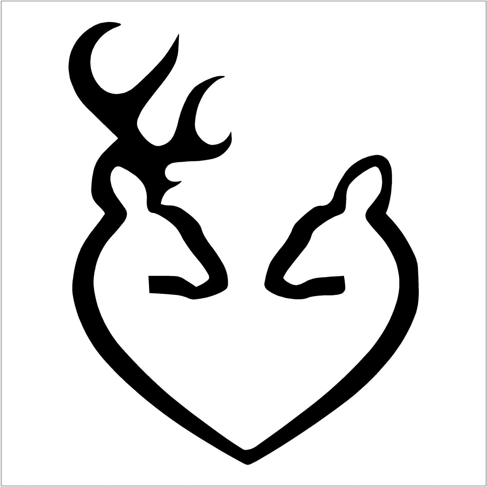 Dear Heart Browning Logo Doe Girly Cute Vinyl Decal/sticker (6", Black)