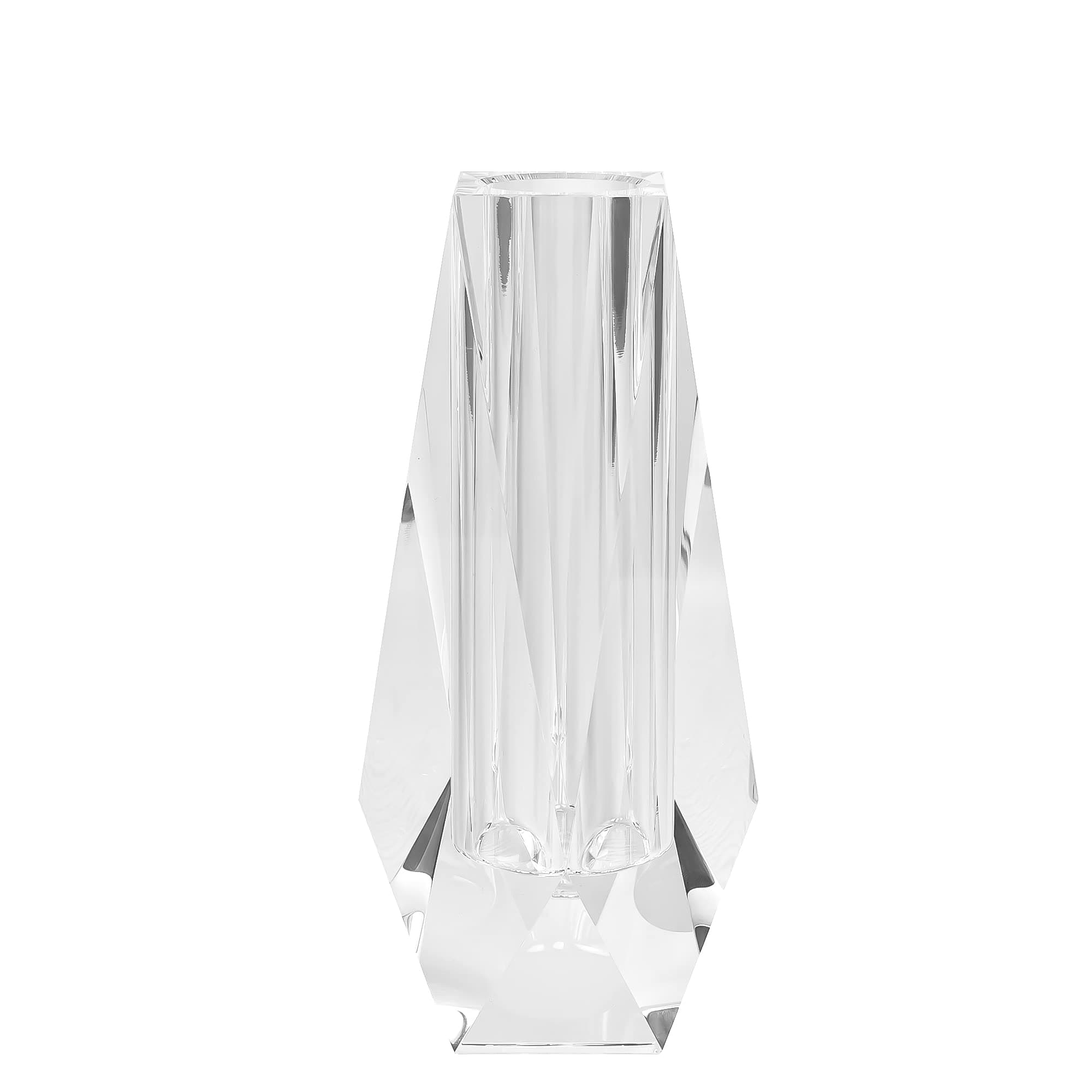 Kitcom Flower/Bud Crystal Vase Decorative Vases for Home, Wedding, Christmas, Outline Dimensions W2.8''xH8.5'', Clear with Gift Box
