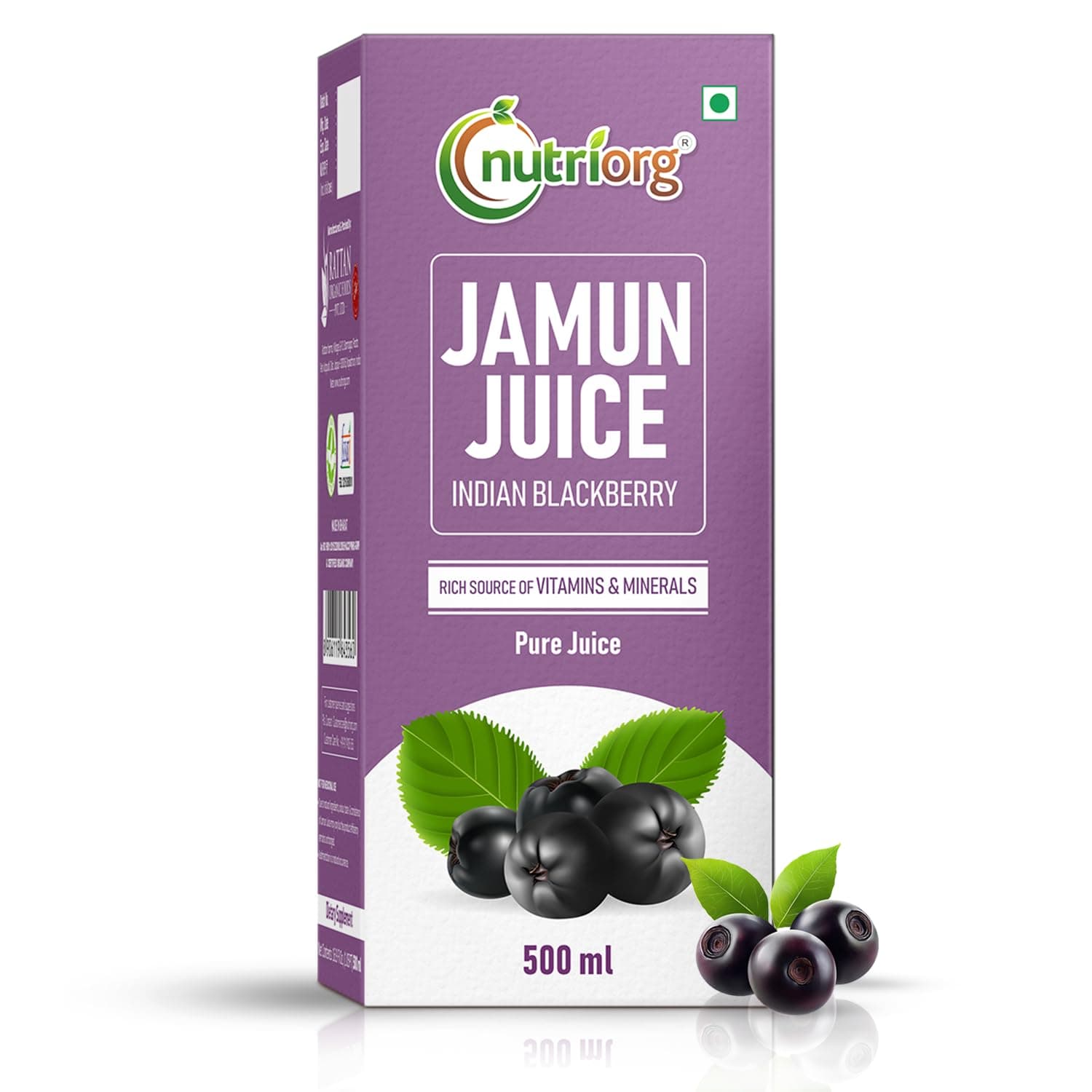 Nutriorg Jamun Juice 500 ml, Controls Blood Sugar Level, Purifies Blood, Diabetes Care, 100% Natural & Detox