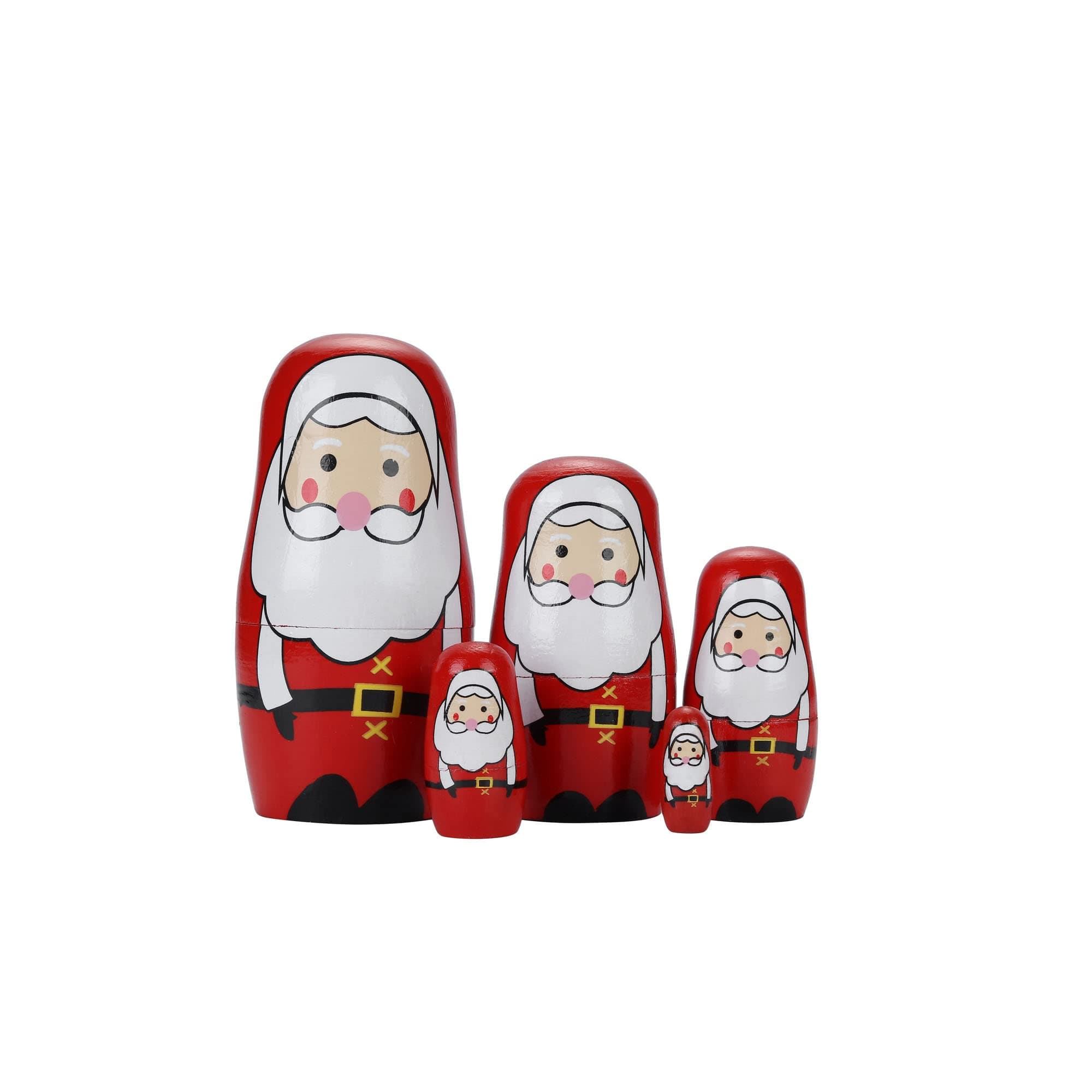 Yoption 5 Pcs Russian Matryoshka Dolls Handmade Wooden Santa Claus Nesting Dolls Set for Christmas Birthday Gift (Santa Claus)