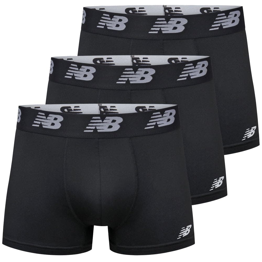 New Balance Men's 3" No Fly Boxer Brief with Built-in Pouch Support, No Fly Boxer Trunks (3-Pack Trunk Briefs), multicolor