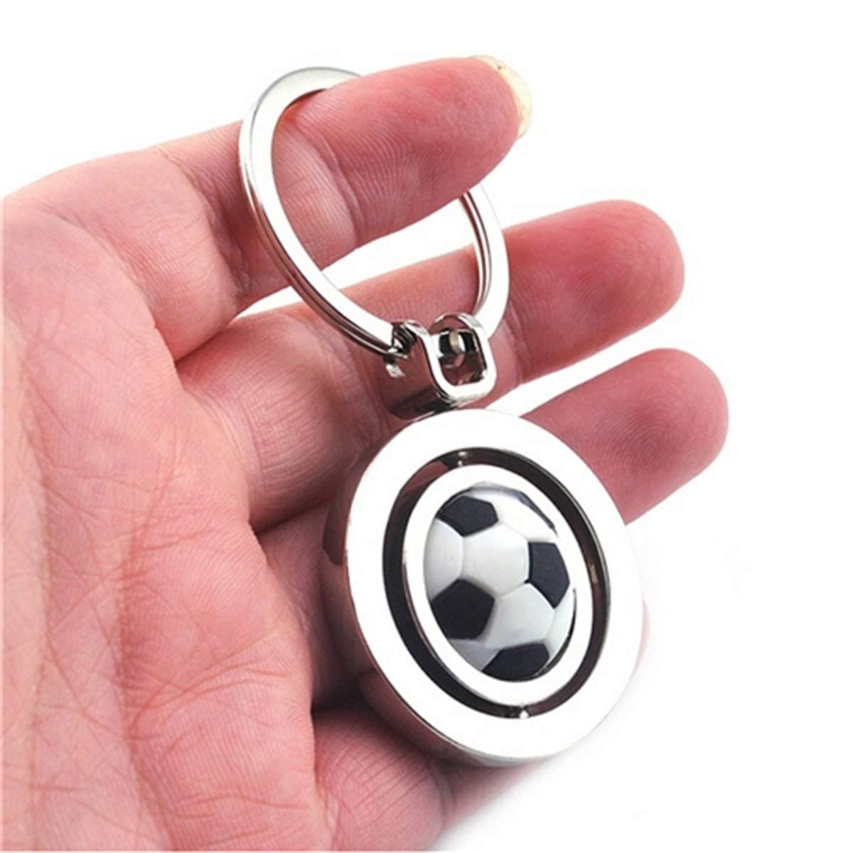 IMIKE Metal Keychain Fashion Cute Rotating Soccer Football Sports Keyring Key Chain