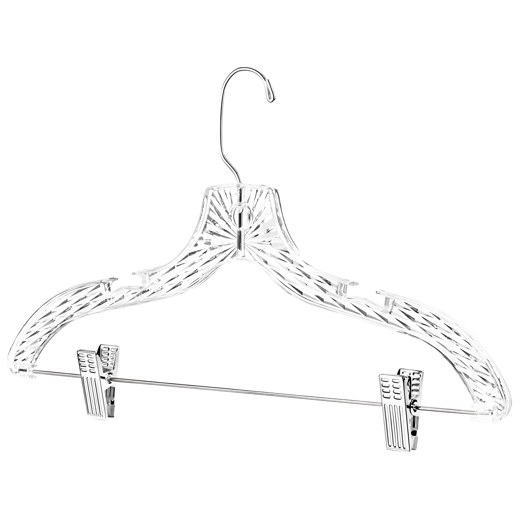 HARDW Clothes Hangers with Clips Plastic Set of 12 Pack Heavy Duty Hangers Dresses, T-Shirts Shirt Suit Hangers for Closet Organization Crystal Clear Hanger Pants Skirt Hanger Women and Men