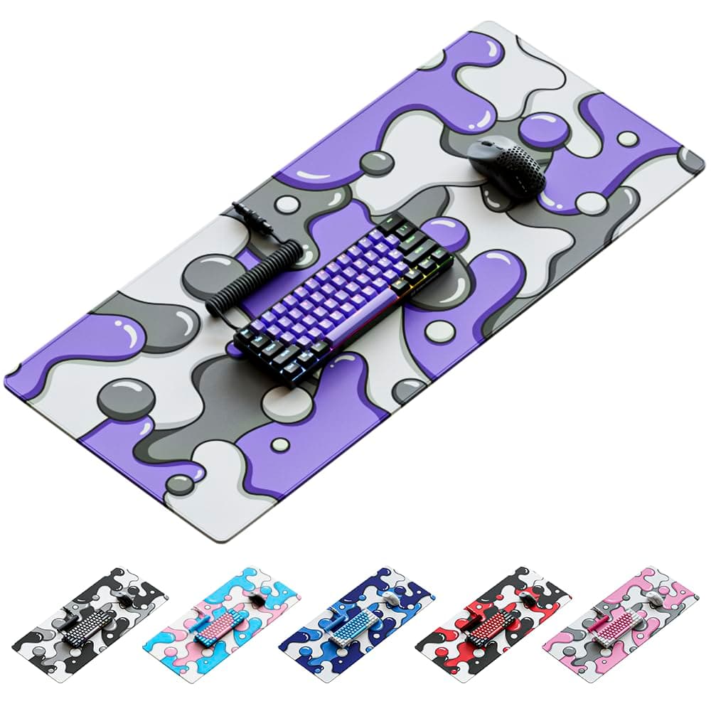 Kraken Keyboards DRIP Edition XXL Purple & White Gaming Mouse Pad - Professional Artisan Mouse Pad - Purple Gaming Desk Mat - 36" x 16" Thick Extended XXL Gaming Mouse Pad (Lavender)