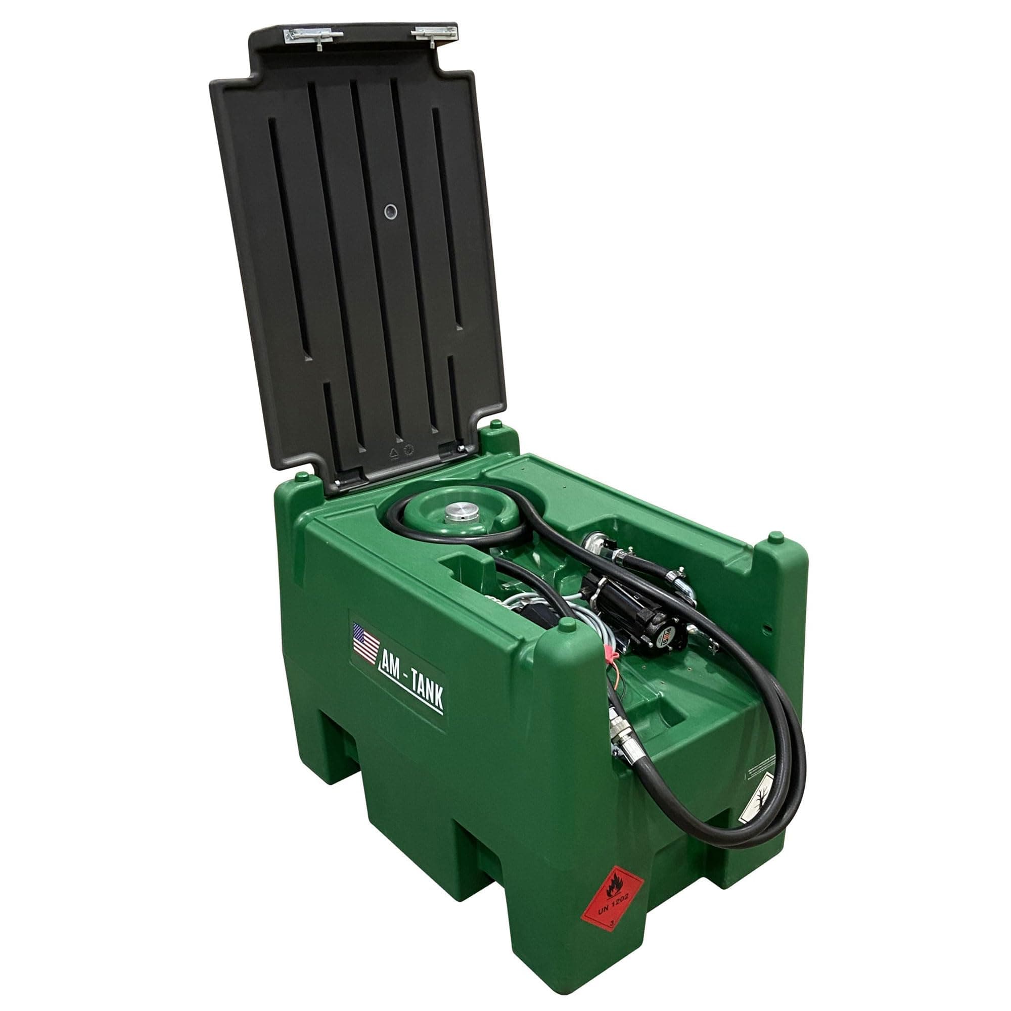 AM-Tank Portable Diesel Only Fuel Storage with 12V Pump, Auto Nozzle & Hose, 58 Gallon - Heavy-Duty Polyethylene Transfer Container for Truck Bed, On-Site Refuel & Equipment Fueling
