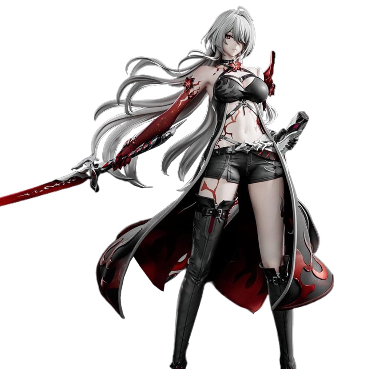 H-I Star Rail Acheron Figure Silver Hair Game Anime 1/6 PVC Figurines Action Play Model 11.8IN Slashed Dream Cries in Red