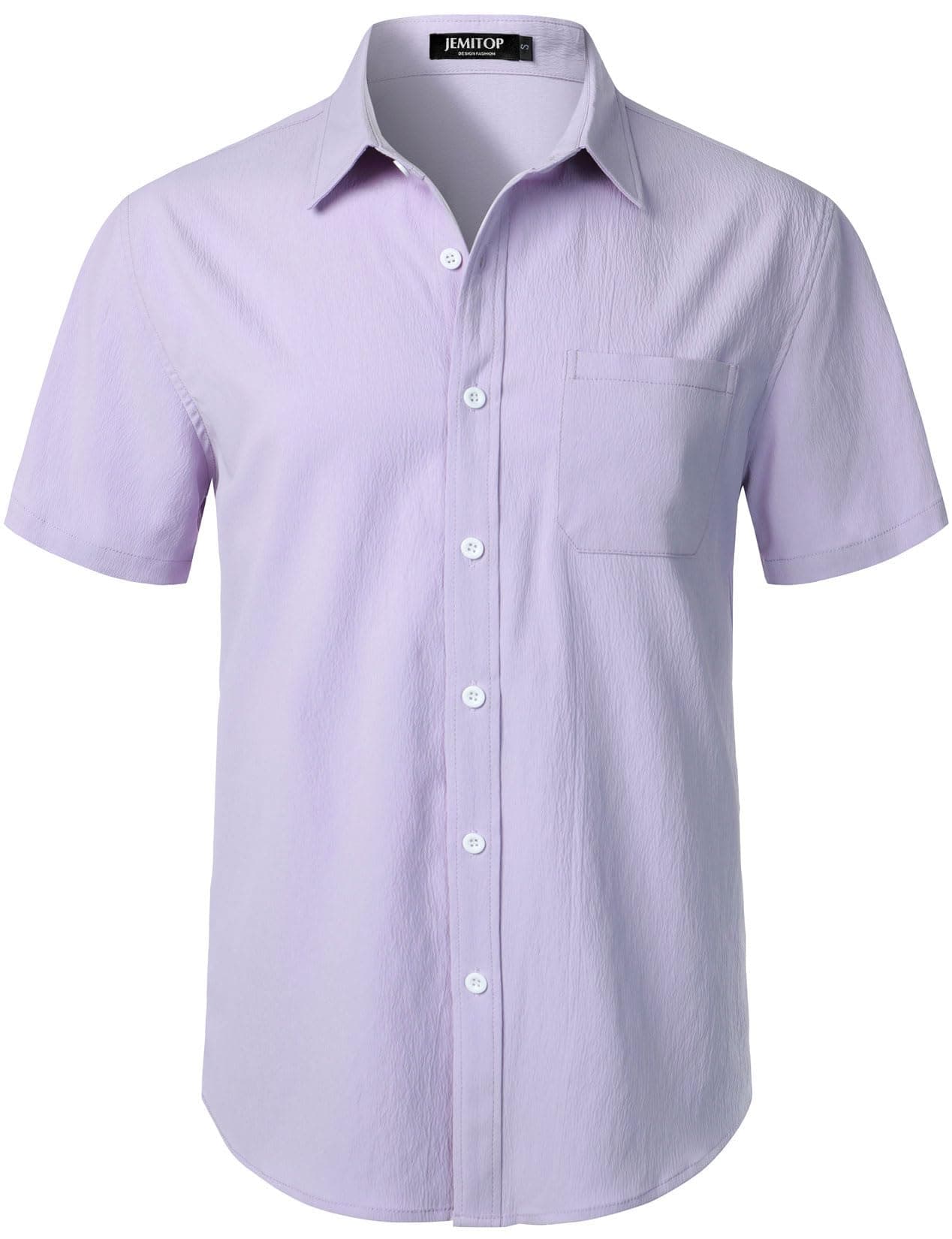 JEMITOPMen's Stretch Wrinkle Free Short Sleeve Texture Shirt Summer Lightweight Button Down Shirts for Beach Vacation