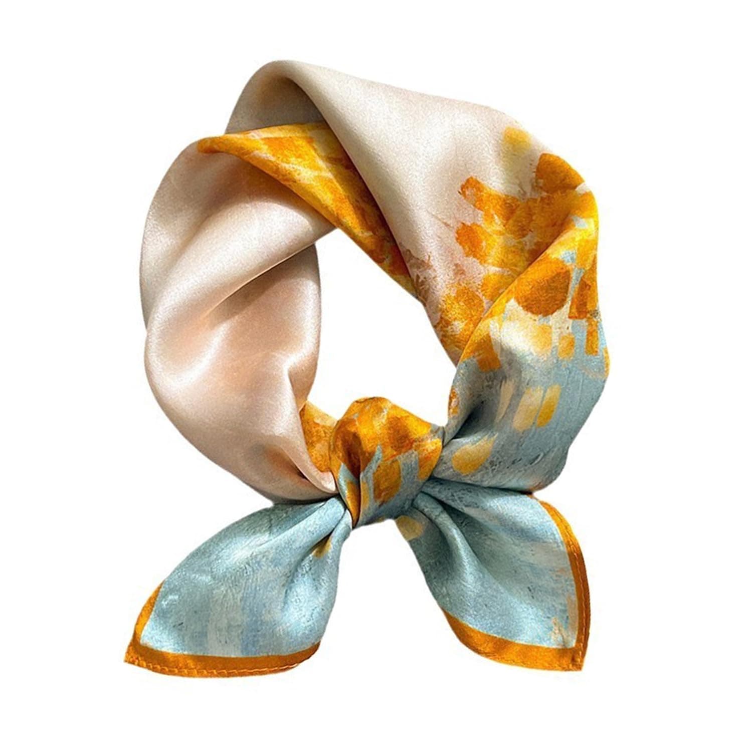 ANDANTINO 100% Real Mulberry Silk Scarf -21'' x 21''- Lightweight Neckerchief –Women Men Small Square Digital Printed Scarves