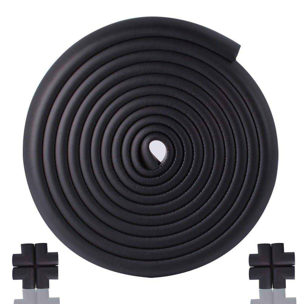 Safe Edge and Corner Cushion Guard Set - 18.9ft [16.5ft Edge + 8 Corners]; Baby Protection Edge Corner Premium Childproofing Guard Child Home Furniture Safety The Baby's Protector (Black) joytimeWH