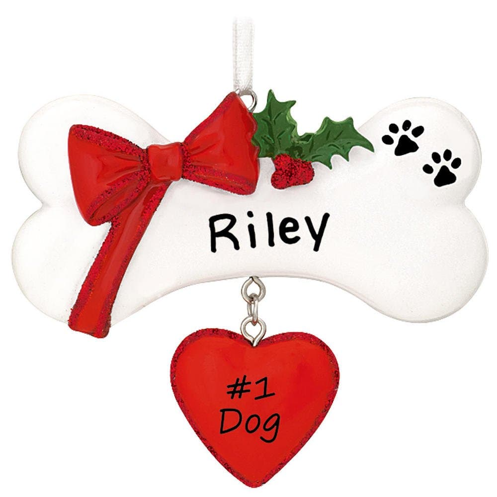 Dog Bone with Bow Personalized Tree Ornament