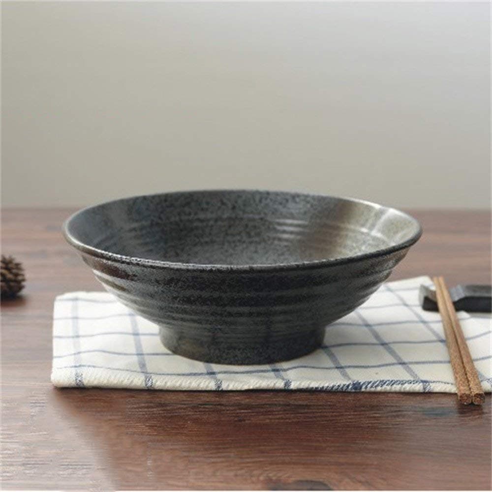 LIXUE Japanese Style Ceramic Large Ramen Bowl Retro Thread Instant Soup Noodles Rice Kimchi Bowl Set Oven Microwave Safe Mixing Serving Bowls Customizable (Size : 4.5 inches)