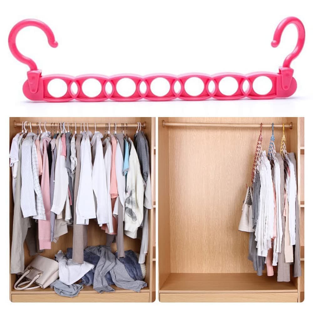 1Pc Multi Hole Space Saving Magic Cascading Hanger for Clutter Free Wardrobe Closet Almirah Cupboard Organizing (Random Colours)
