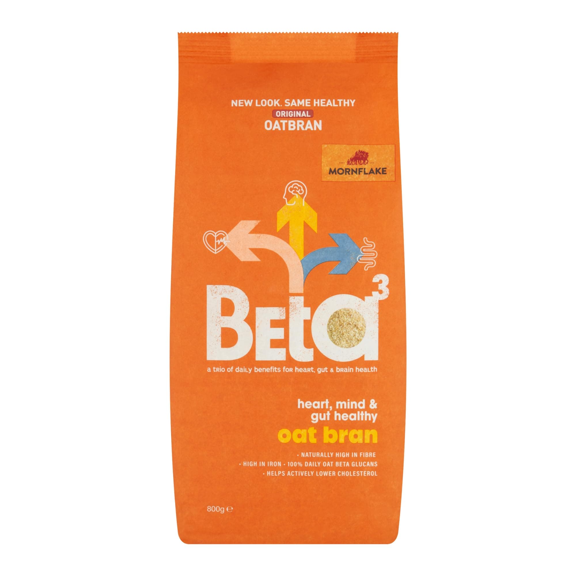 Mornflake - 100% Natural Beta 3 Oat Bran 1x 800g Bag. Great Addition To Breakfast Cereals Or For Cooking And Baking. Natural Source Of Fibre, Protein, Manganese & Zinc