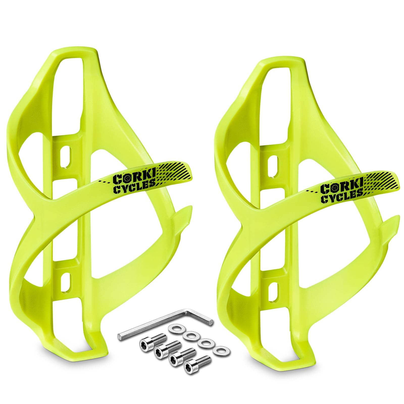 Cycles Bike Water Bottle Holder Right Side Load Water Bottle Cage for Road, MTB, Gravel Bicycles Yellow 2 Pack