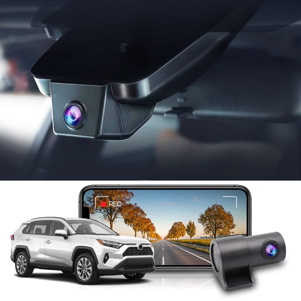 FITCAMX 2K Dash Cam Front and Rear,2 Channel HD 1440P+1080P with 64GB Card, WiFi&APP Control, G-Sensor, Night Vision, OEM Style Suitable for Toyota RAV4 2022 2023 2024, Loop Recording, Plug and Play