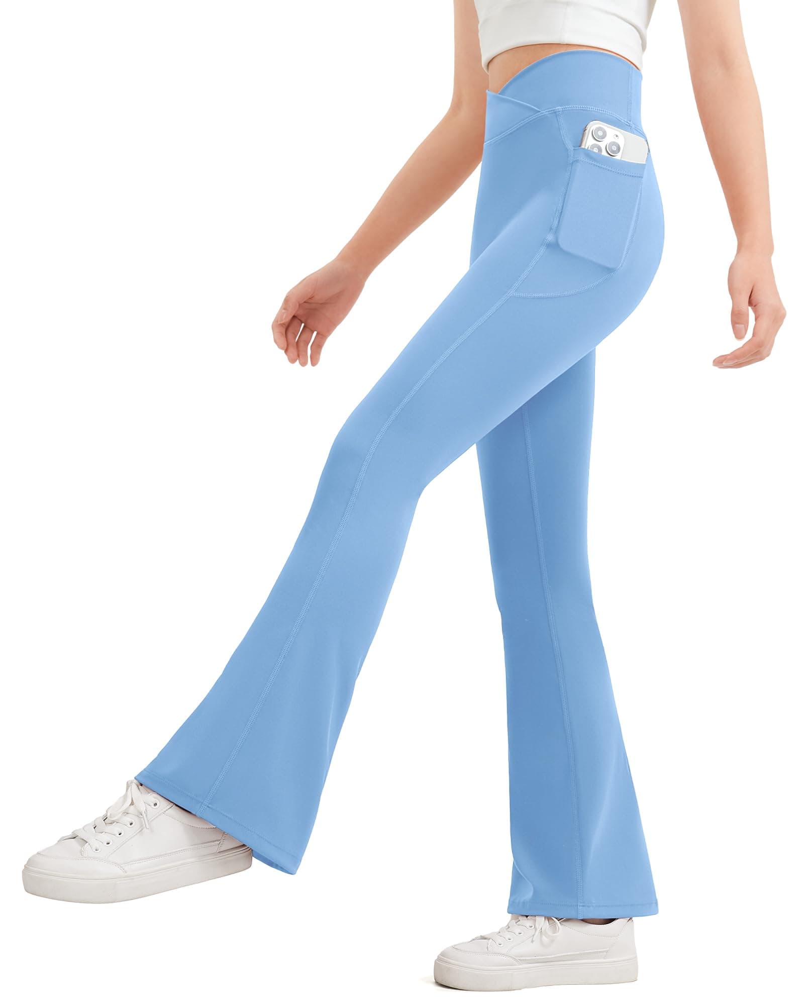 Girls Flare Leggings Kids Bell Bottom High Waisted Yoga Dance Flared Bootcut Pants