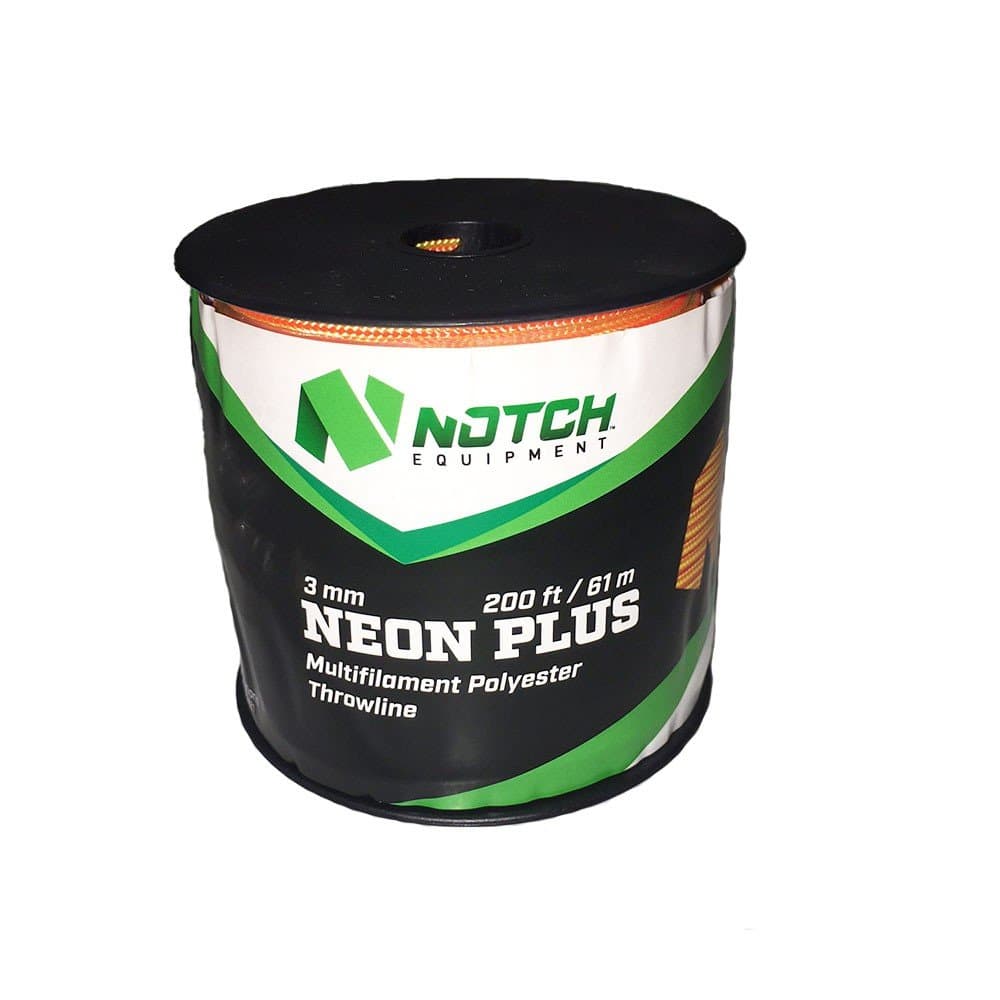 Notch Neon Plus 3mm - 200 ft. Polypropylene Throwline, Resists Tangling, Bright Orange, Tensile Strength: 350 lbs. (NPT-200)